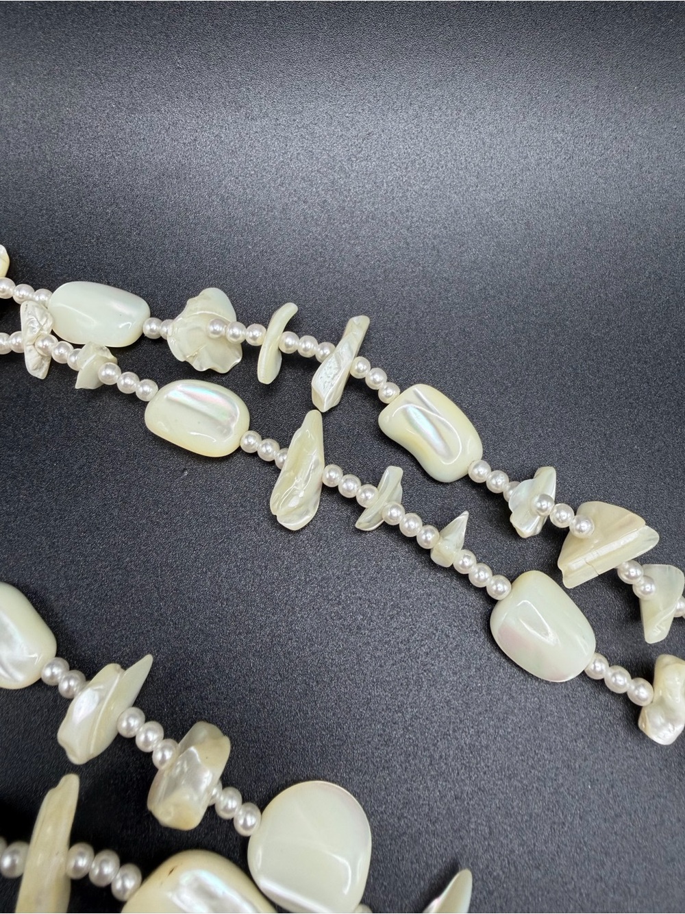 Mother of Pearl Beaded Necklace 48” #C310 MOP shells gorgeous! - Picture 5 of 9